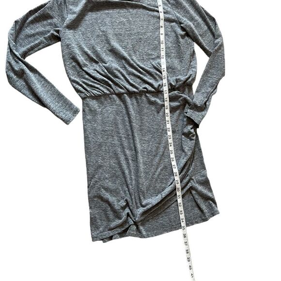 Grey Jersey Knit Long Sleeve Bubble Top Asymmetrical Bottom Dress L - Picture 8 of 10